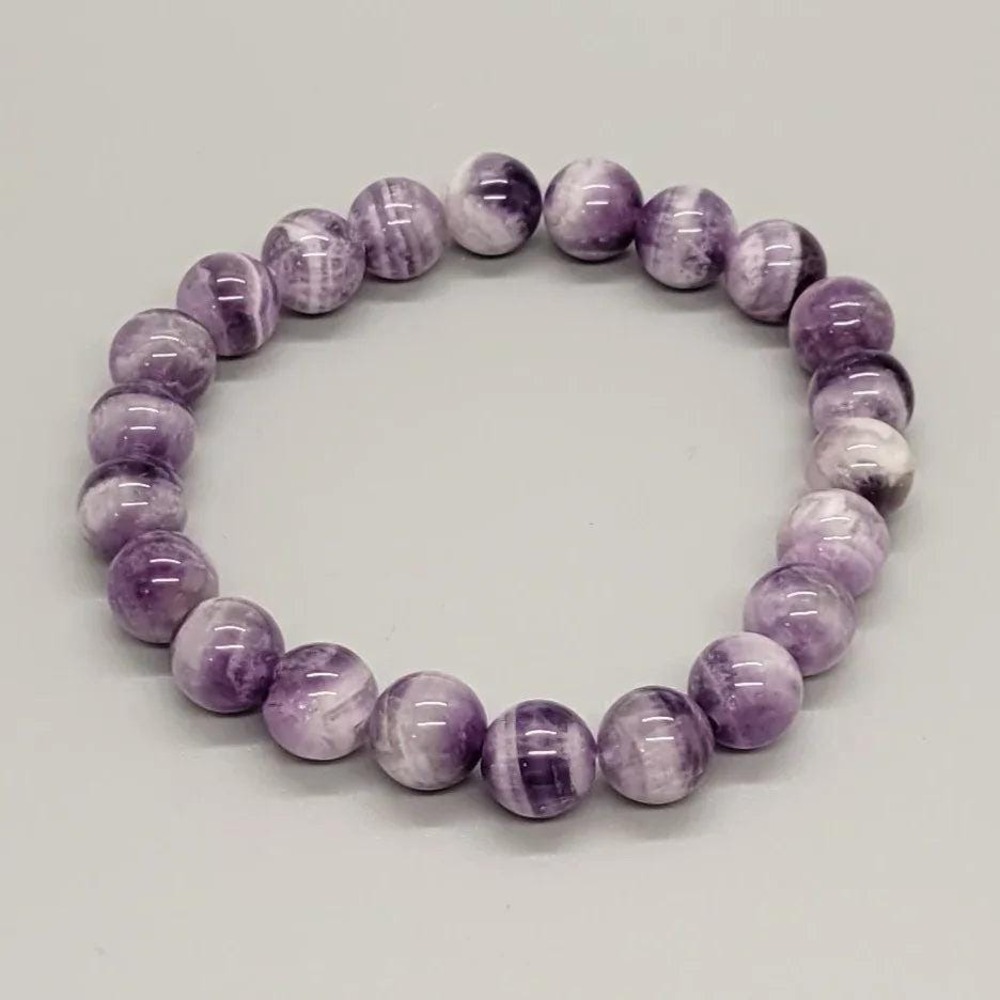 Dream Amethyst Bracelet, Natural Stone Stretchy Jewelry, February Birthstone